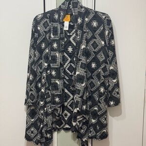 Chico's Black and White Geometric Cardigan